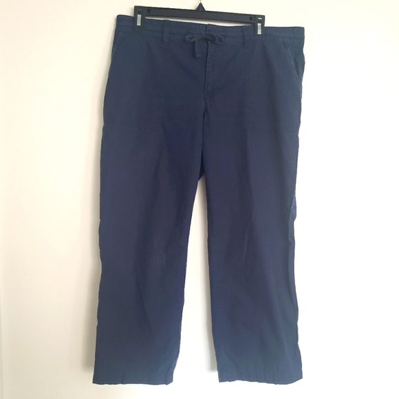 Lauren Ralph Lauren Navy Blue Cropped Pants Moisture-wicking Womens Size 12 Pte - Picture 1 of 8